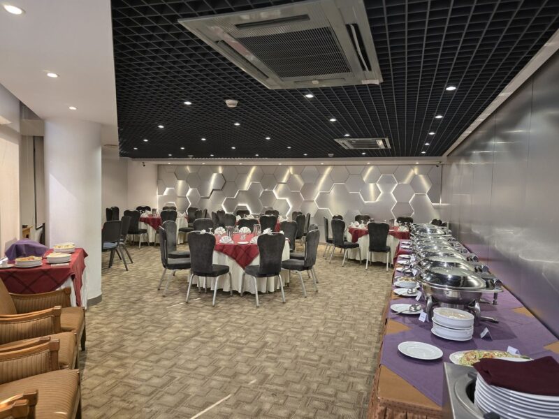 Banquet set-up with buffet counters at BRAC Centre Inn